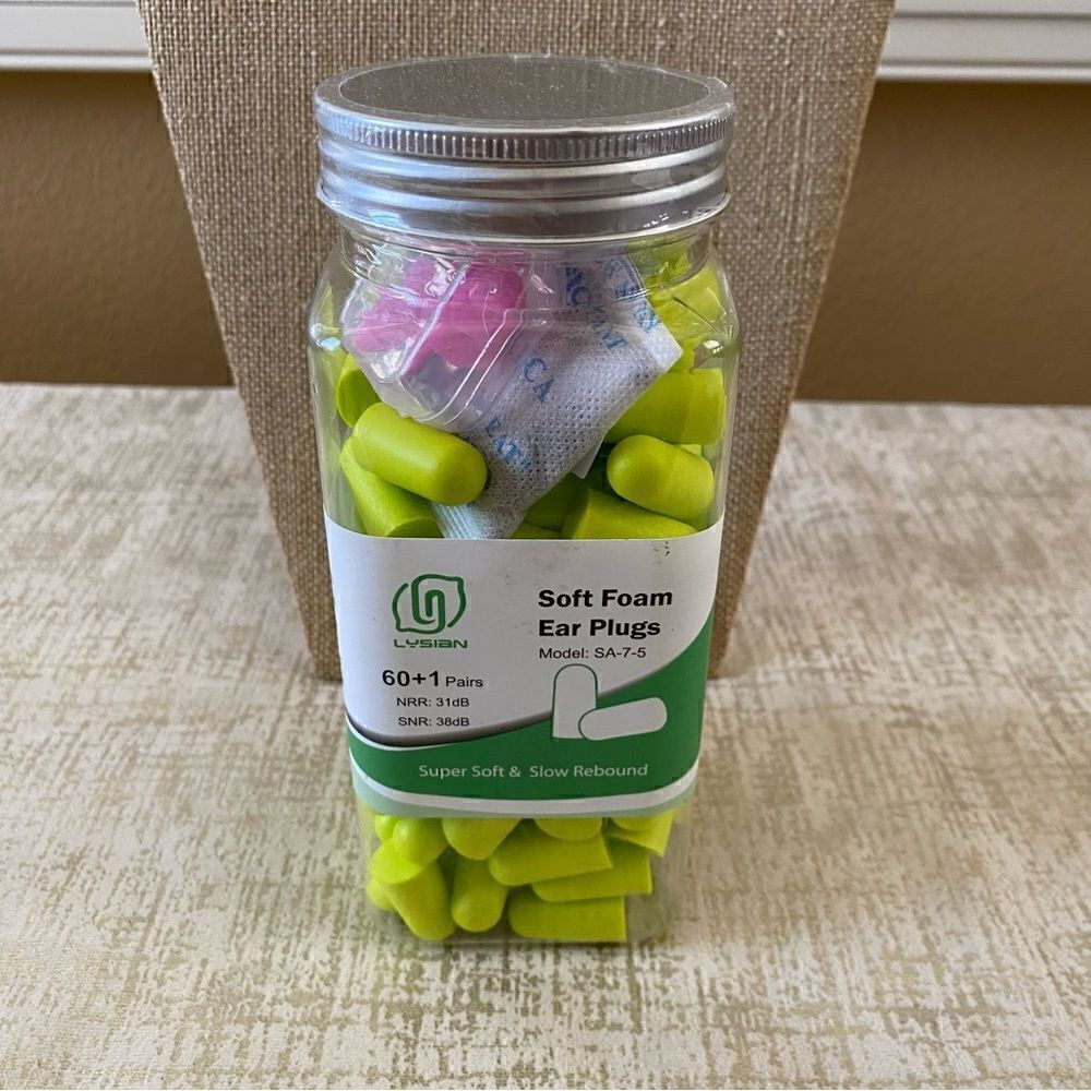 Lysian Ultra Soft Foam Earplugs for Sleeping/Travel.  60 Pairs. New!